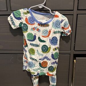 Little Sleepies Snail Print Pajama Set - Multicolor